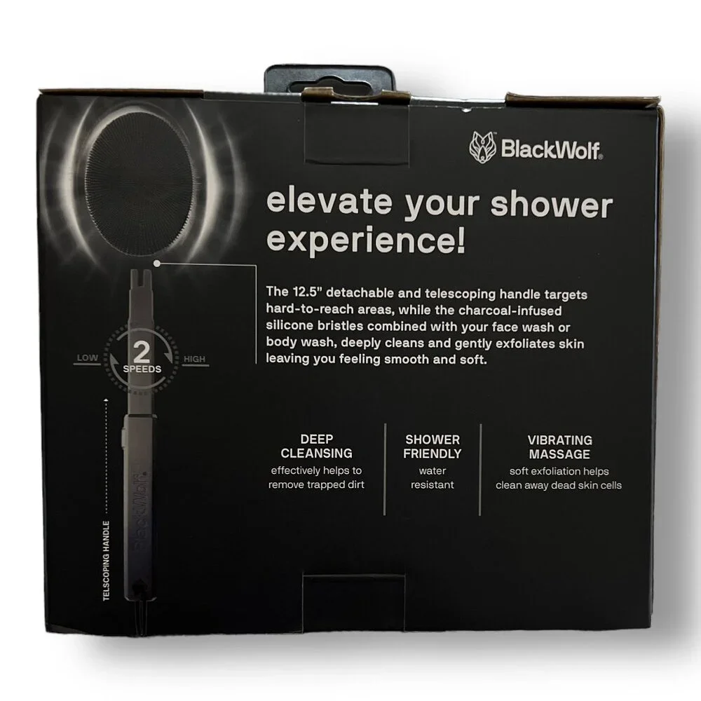 Black Wolf Sonic Scrubber Vibrating Face & Body Brush New & Sealed in Packaging - Picture 3 of 7